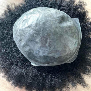 Prothèse capillaire pour hommes, 4mm 6mm 8mm 10mm, <span class=keywords><strong>cheveux</strong></span> afro crépus courts, nœuds invisibles, ligne de <span class=keywords><strong>cheveux</strong></span> naturelle, couleur noire, base en PU à peau fine - Product Image 2