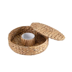 PP rattan storage tray Snack storage with cover Dust proof picnic fruit storage tray
