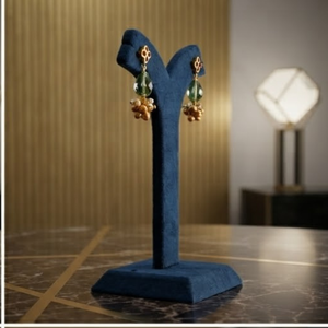 Pendientes de Oro Fino de 22K con Piedras Preciosas y Racimo de Perlas, Joyería de Lujo Hecha a Mano para Mujer, Pendientes de Flores Vintage - Product Image 4