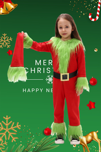 Costume <span class=keywords><strong>de</strong></span> monstre poilu vert pour filles pour les vacances scolaires pour Noël et les personnages TV Tenue <span class=keywords><strong>de</strong></span> père Noël pour enfants - Product Image 3