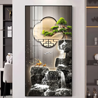 Paysage surround peinture décorative lumineuse peinture en porcelaine de cristal avec diamant art mural décoration de la maison avec LED