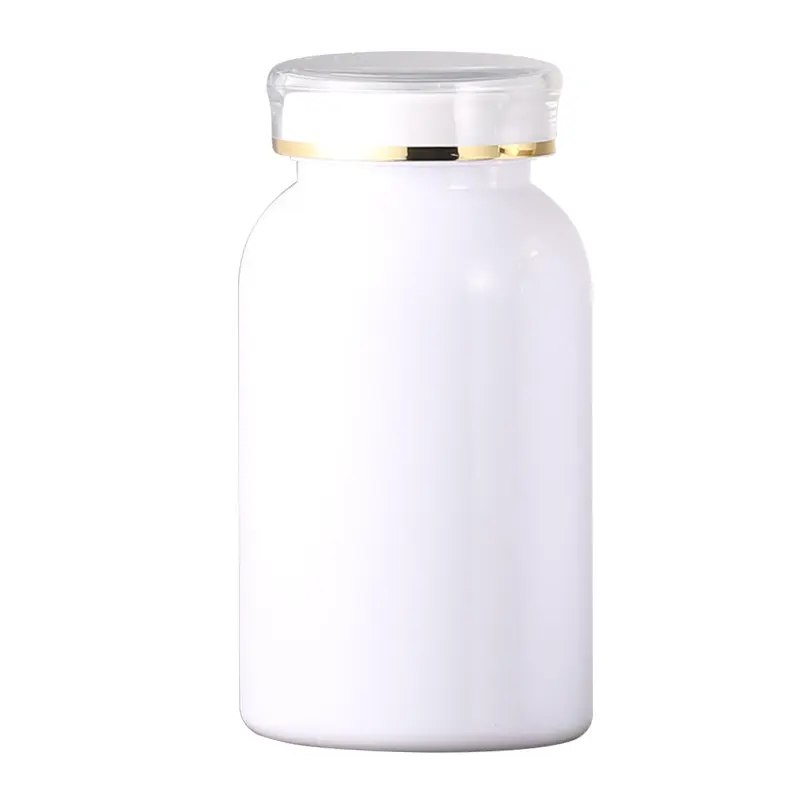 Stock PET colore bianco elettrolitico capsule vuote pillola vitamina Tablet olio di pesce Dispenser di lusso bottiglia di plastica con tappo a vite