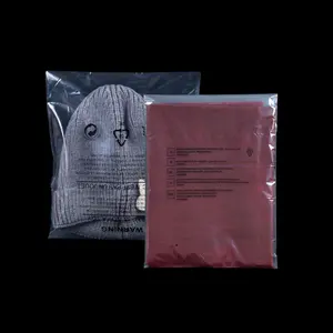 Custom Logo Printing Resealable Self Sealing PE Transparent Cello Bag Clear Plastic Cellophane Bags Apparel Package OPP Bag