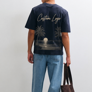 Camiseta de Manga Corta con Cuello Redondo y Logotipo Azul Personalizado OEM, Camiseta de Hombre de Alta Calidad, Suave y Elástica, 100% Algodón - Product Image 3