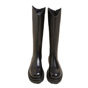 Bottes de motard classiques best-sellers pour femme, rehaussantes, toutes saisons, à semelle épaisse, doublure PU, hauteur genou, à enfiler, en microfibre - Product Image 4