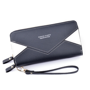 Carteira Longa Clássica de Moda com Duplo Zíper para Mulheres, Grande Capacidade, Bolsa de Couro PU com Alça de Pulso Destacável - Product Image 1