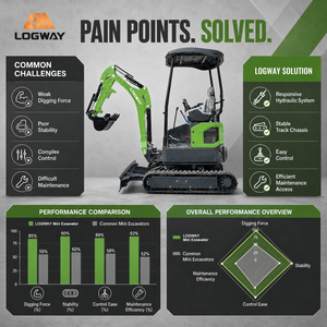 รถขุดขนาดเล็ก LOGWAY 20X ได้รับการรับรองมาตรฐาน EU CE พร้อมหลังคา รางยาง หัวหนีบไฮดรอลิก เหมาะสำหรับงานขุดในสวนผลไม้และสวนทั่วไป - Product Image 2
