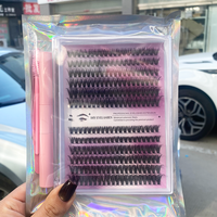 Effet 3D fait à la main segmenté auto-application bricolage Extension de cils ruban de grappe prédécoupé cheveux synthétiques 0.07mm ventilateur cils