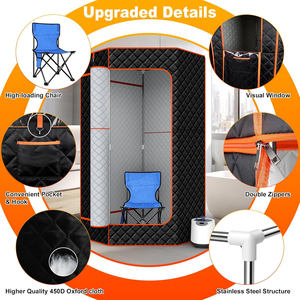 Sauna <span class=keywords><strong>de</strong></span> Vapor Eléctrica Moderna Personalizada, Fácil <span class=keywords><strong>de</strong></span> Usar, para una Persona, Gran Espacio, Spa en Casa, Sauna Portátil Tipo Carpa para Apartamento o Villa - Product Image 2