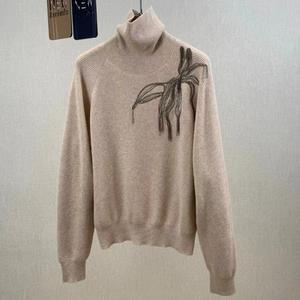 Suéter de <span class=keywords><strong>Cuello</strong></span> <span class=keywords><strong>Alto</strong></span> con Cadena de Cuentas para <span class=keywords><strong>Mujer</strong></span>, Estilo Dulce y Moderno, Lana/Cachemira, Antipilling, Diseño Nuevo de Otoño/Invierno, Patrón Liso - Product Image 5