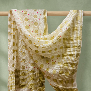 Bandhani à la main en soie brute pure Banarsi Dupatta/étole/enveloppement foulards et châles traditionnels livraison gratuite - Product Image 2