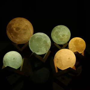 Lámpara de luna de noche LED impresa en 3D media moderna con Control remoto luces de colores recargables por USB regulables para el dormitorio del hogar - Product Image 2