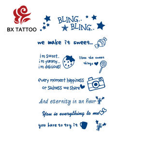 Tatouages semi-permanents BXTAT au jus de Genipa bleu, textes « Je t'aime pour toujours », émoticônes pour fêtes d'enfants, petites roses, papillons GZ241 à 246 - Product Image 2
