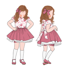 批发价格新款1-6t甜美风格女孩短袖连衣裙<span class=keywords><strong>2</strong></span>层儿童蕾丝蝴蝶结束腰裙 - Product Image 4