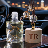 Diffuseur de voiture de luxe à découpe diamantée avec couvercle en bois pour décoration intérieure moderne, ensemble haut de gamme en pot, vente en gros, marque privée