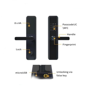 Tuya ttlock điện thoại di động kiểm soát khóa thông minh Châu Âu tốt nhất bán điện tử Vân tay thẻ mã khóa mở khóa cửa thông minh khóa - Product Image 4