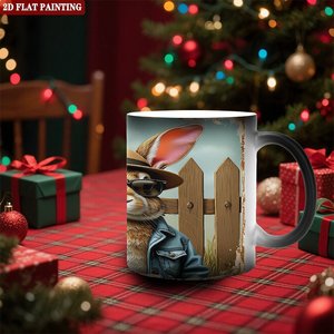 Custom Logo Blank Mug Frosted Black 11oz <b>Ceramic</b> Heat Sensitive <b>Cup</b> - Product Image 2