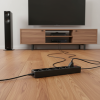 Multiprise HAOYONG 16A en cuivre avec 2 ports USB, protection contre les surtensions, 5 prises, rallonge