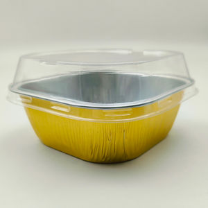 100x100x35mm Or <span class=keywords><strong>Noir</strong></span> Feuille D'aluminium Plateaux À Crème Glacée Friteuse À Air De Qualité Alimentaire Gâteau Boulangerie Doublures Feuille D'étain avec Couvercle En Dôme En Plastique - Product Image 3