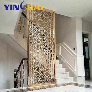 Divisor <span class=keywords><strong>de</strong></span> Espacios Moderno Decorativo <span class=keywords><strong>de</strong></span> Acero Inoxidable Dorado, Cortado con Láser, Tamaño Personalizable, Biombo <span class=keywords><strong>Separador</strong></span> para Salón - Product Image 2