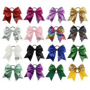 Grand nœud de cheerleading fabriqué en usine, nœud en ruban gros-grain pailleté de 8 pouces, nœuds pour cheveux <span class=keywords><strong>Jojo</strong></span> Siwa pour filles - Product Image 5