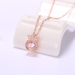 Collane con Ciondolo a <span class=keywords><strong>Cuore</strong></span> in Argento S925 Placcato, Catena con Strass, per Anniversario, Vendita all'Ingrosso - Product Image 3