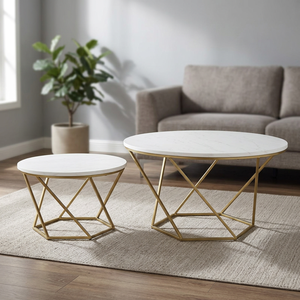 Indian Direct Supplier <b>Marble</b> Top Coffee <b>Table</b> with Metal Gold Finish Frame Highly Design for Living Room Furniture - Product Image 2