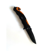 Couteau de poche multifonctionnel à manche en aluminium 3cr13 Couteau de chasse de camping à lame pliante semi-dentelée avec coupe-corde