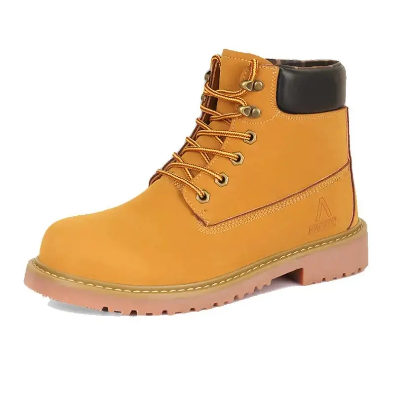 Yellow safety boot with steel toe , anti-slip rubber outsole safety footwear Martne style safety shoes men