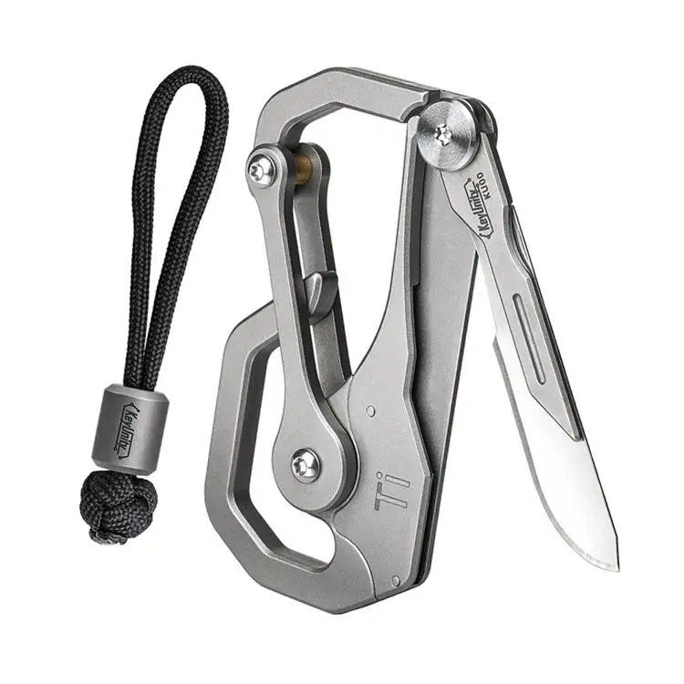 BST-TI Titanium Alloy Survival Hunting Carabiners Tool Carabiner Small Knife Folding Portable