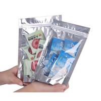 En stock et sur mesure, sachets refermables en mylar avec fermeture éclair, face avant transparente, dos argenté, doré ou or, pour l'emballage alimentaire