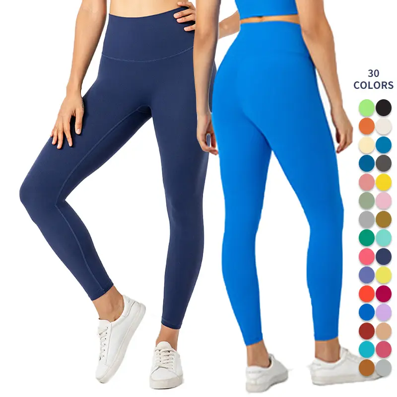 LQ5188 Lulu Align four season solid color brushed high waist lift hip running tight elastic fitness yoga leggings OEM Logo