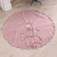 Housse de base d'arbre de Noël en peluche douce, jupe d'arbre festonnée rose poudré, tapis de luxe pour arbre de Noël, ornement de fête de Noël pour la décoration intérieure