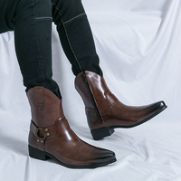 Bottes d'hiver de bonne qualité pour hommes, taille plus, bottes courtes à fermeture éclair, bottes décontractées en cuir PU pour hommes