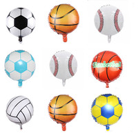 Ballons ronds de 18 pouces en forme de football, baseball, basketball, volley-ball, jouets pour enfants, ballons en feuille d'aluminium, vente en gros