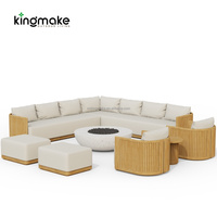 Wasserdichtes L-förmiges Sofa für Gewerbliche Resorts Luxuriöses Holz-Gartenmöbel-Set Terrassen-Außensofa