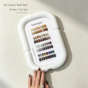Ensemble de vernis à ongles gel effet œil de chat ambre 32 couleurs, violet, marron, cristal, chrome magnétique, pour salon de manucure et manucure DIY - Product Image 4
