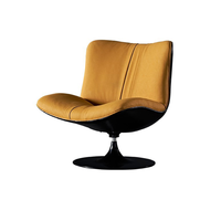 Fauteuil Chaise Longue en Cuir Rotatif au Design Moderne en Forme de Langue, Cadre en Bois Massif, Acier Inoxydable, Confortable pour Chambre à Coucher