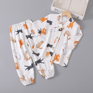 Europe et Amérique Ensembles <span class=keywords><strong>de</strong></span> vêtements climatisés pour filles Pyjama mignon en coton et soie avec manches trois-quarts - Product Image 5