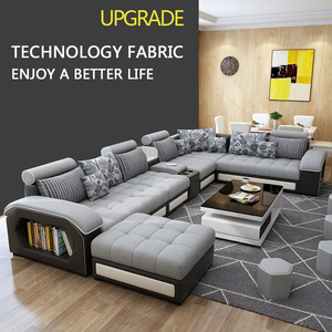 أريكة فاخرة بتصميم عصري على شكل حرف L مع مكبر صوت USB، أريكة زاوية من القماش المخملي لغرفة المعيشة تتسع لـ 7 أشخاص - Product Image 6