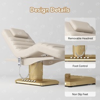Lit de spa électrique moderne Turri avec 3 moteurs, commande par pédale, design pliable en acier inoxydable pour les soins de beauté du visage, la massothérapie