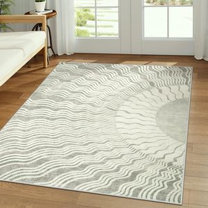 Tapis rectangulaire moderne antidérapant et épaissi Wan Xinlong à motif solaire géométrique pour salon et chambre à coucher - Product Image 5