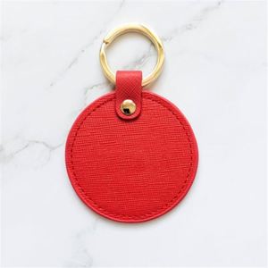 Porte-clés rond en cuir personnalisé avec logo, durable, pour voiture et sac – Meilleure vente - Product Image 3