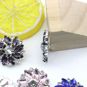 Hoa Rhinestone Shank nút Montana màu xanh may trên nút với 1 lỗ phẳng trở lại thời trang Claw bông tuyết nút kim loại - Product Image 5