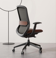 Chaise de conférence ergonomique de direction pivotante en maille avec accoudoirs réglables, certifiée BIFMA, chaise de travail avec cadre en aluminium au design moderne