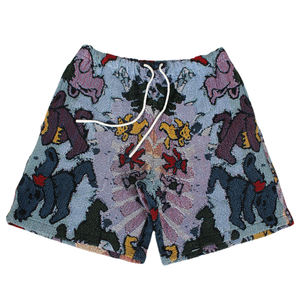 새로운 공장 친환경 힙합 만화 태피스트리 자카드 직조 신축성 미드라이즈 반바지 OEM 서비스 도매 직판 - Product Image 1