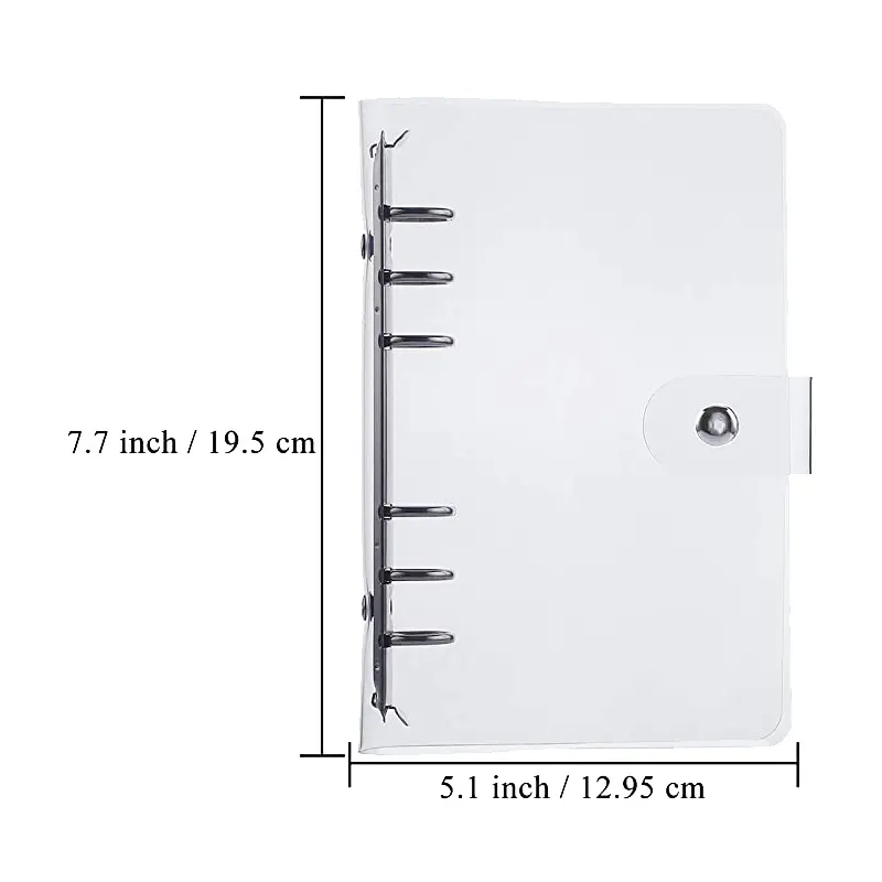 PVC A6 Isi Ulang Cover Binder 6-Cincin Pribadi Notebook Organizer Budget Cover Binder Loose Leaf Planner dengan Mengkilap Payet