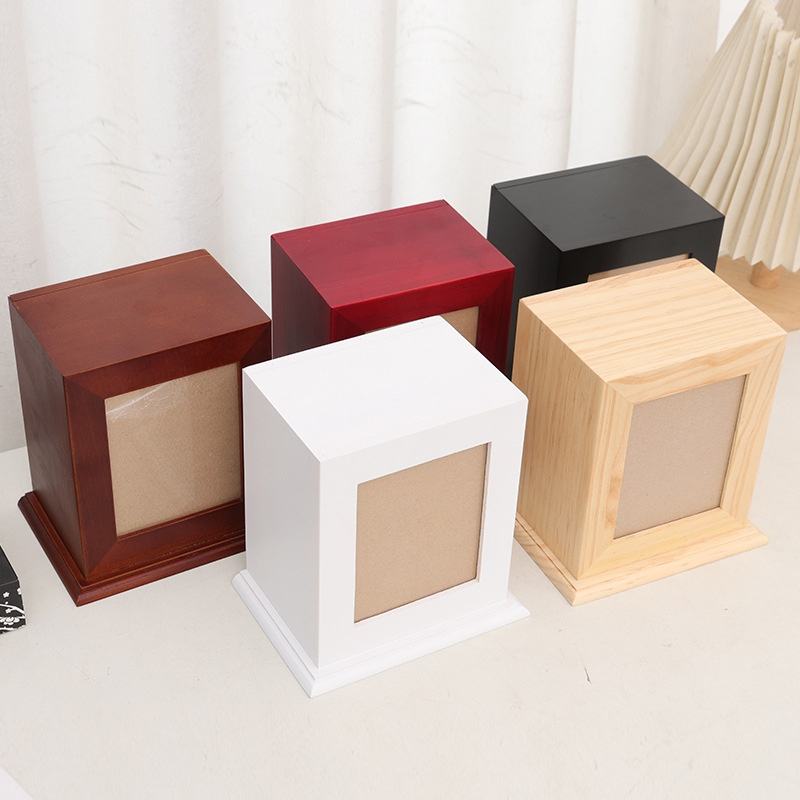 Handmade Modern Solid Wood Pet Memorial Coffin Box with Photo Frame - PetLuxe International