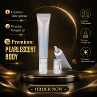 Tube à bille cosmétique bleu clair 19 mm 10 ml 20 ml avec tête de massage à bille métallique pour crème contour des yeux et sérum, logo personnalisé