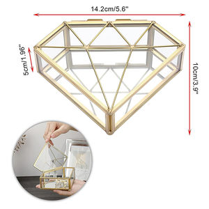 Коробка для украшений в форме бриллиантов, декоративная коробка из прозрачного стекла, маленький металлический футляр для украшений, коробка-органайзер для девочек, женщин - Product Image 2
